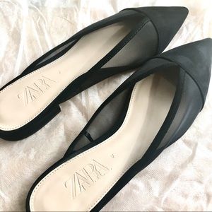 ZARA Mesh Mules in Black